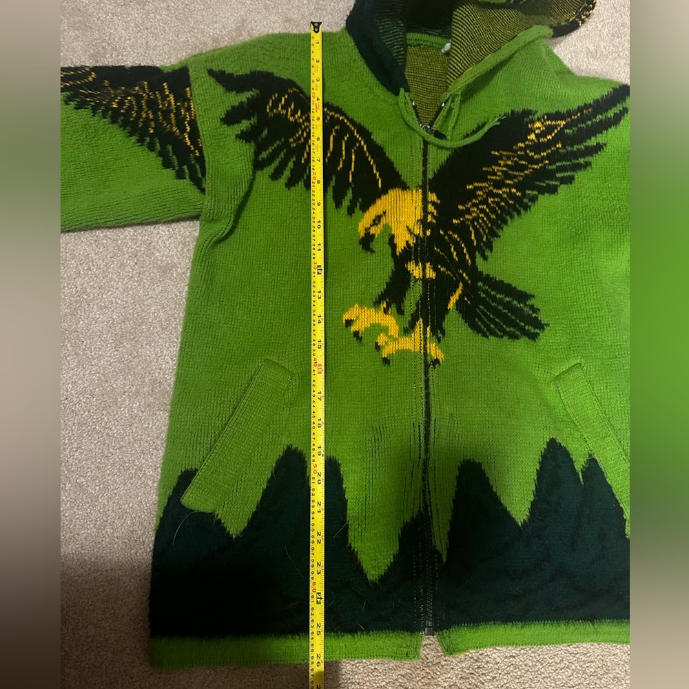 Vintage Hippie Green Artesan Eagle Sweater! - Picture 3 of 8